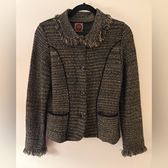 millma Sweaters - Vintage Millma Handloomed Alpaca Blend Open Front Tweed Cardigan Blazer